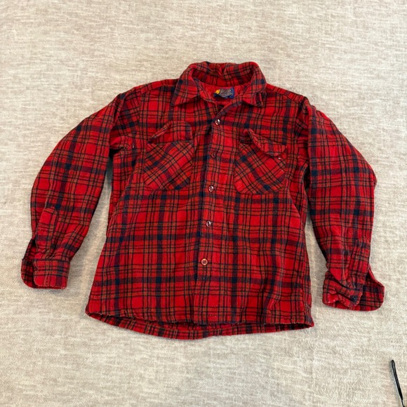 Pendleton Wool Flannel Shirt Plaid Button Up Long Sleeve Outdoors Medium‎ - Picture 1 of 7